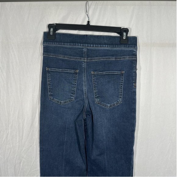 NWT $128 Spanx [ Small ] Cropped‎ Flare Fray Hem Jeans in Blue Medium Wash - Picture 10 of 14